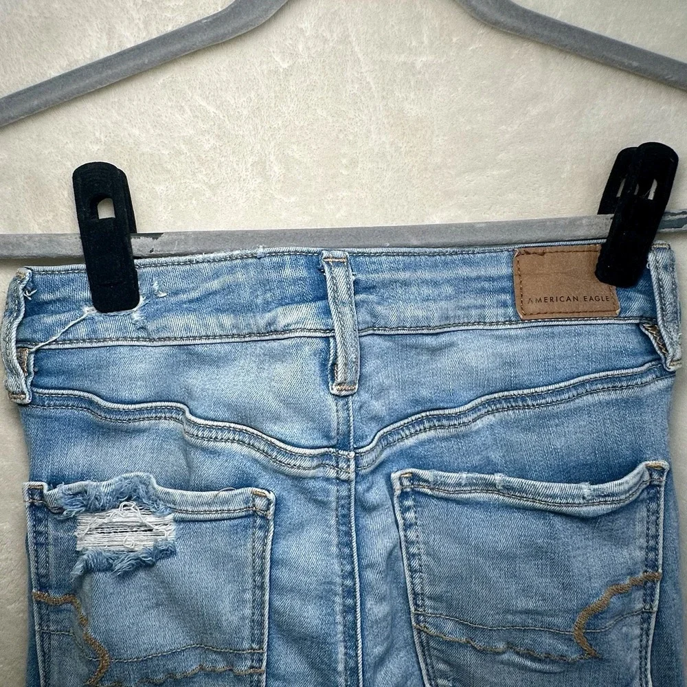 American Eagle Next Level Hi Rise Distressed Jegging Jeans Crop Raw Jagged Hem 6 - Picture 5 of 6